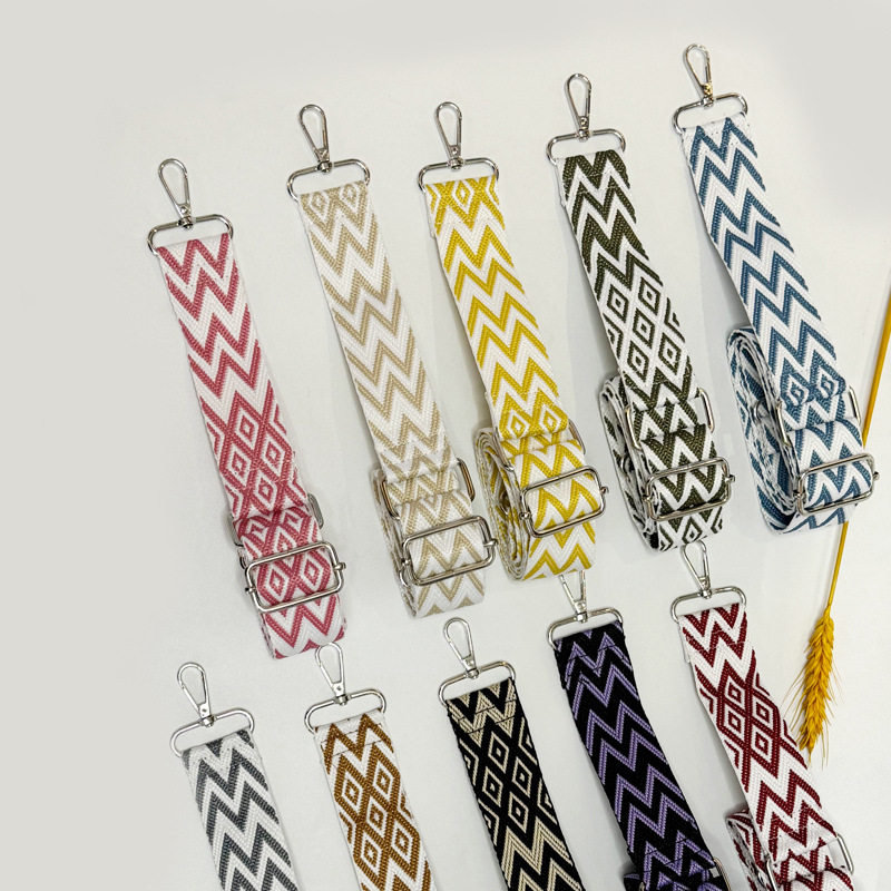 包包带子单双肩斜挎肩带提花编织帆布调节背包配件跨境民族风