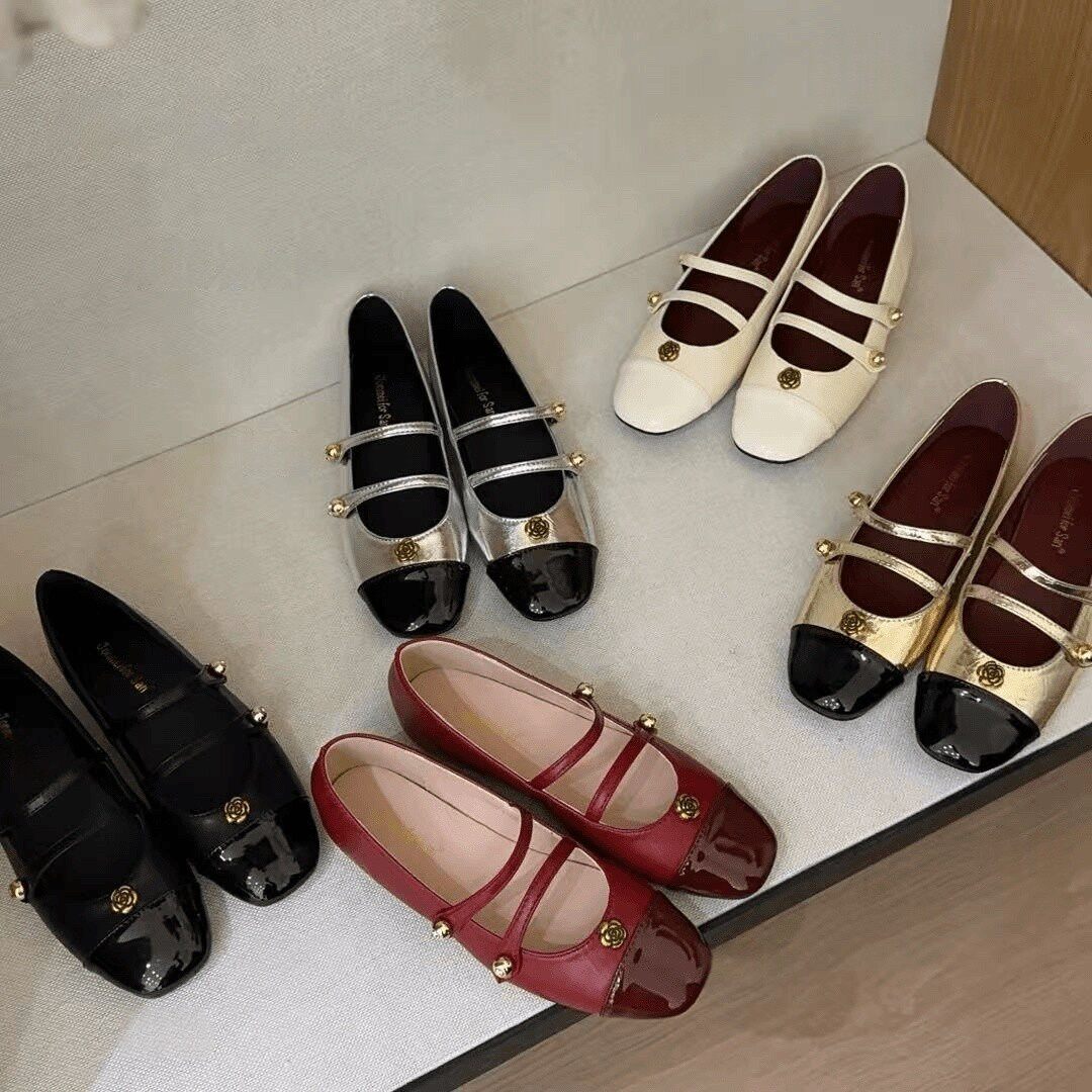 小香风山茶花浅口玛丽珍鞋女2026年新款巨好看气质配裙子平底单鞋