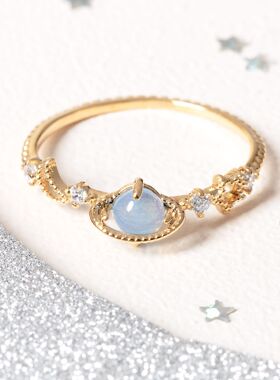 韩版韩式蓝色星球戒指土星环气质艺术感指环跨境时尚手饰女