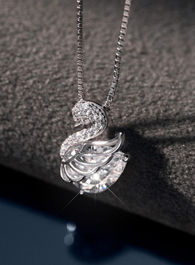 s925纯银小天鹅项链女法式轻奢ins风小众设计高级感锁骨链送闺蜜