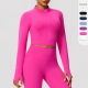 欧美拉链户外跑步运动瑜伽外套显瘦健身长袖 外套女生速干瑜伽服