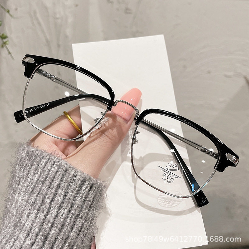 严选新款TR90眉线框架小红书网红同款黑色半框防蓝光近视眼镜,ZIPPO/瑞士军刀/眼镜,定制成品光学镜,淘宝优惠券,粉丝福利购,淘宝优惠卷