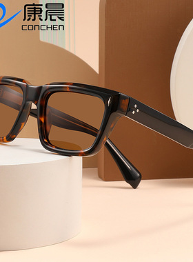 新品方形板材框偏光太阳镜男时尚百搭醋酸纤维米钉女墨镜