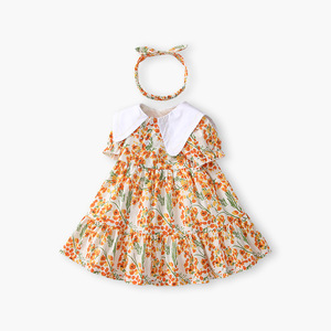 女童裙子a类2026短袖宝宝裙子女夏连衣裙儿童方领宝宝生日公主裙