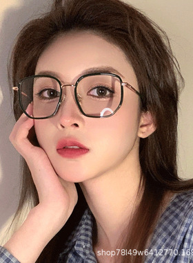 M2037绿色TR90不规则大框小红书ins风爆款近视眼镜防蓝光一件