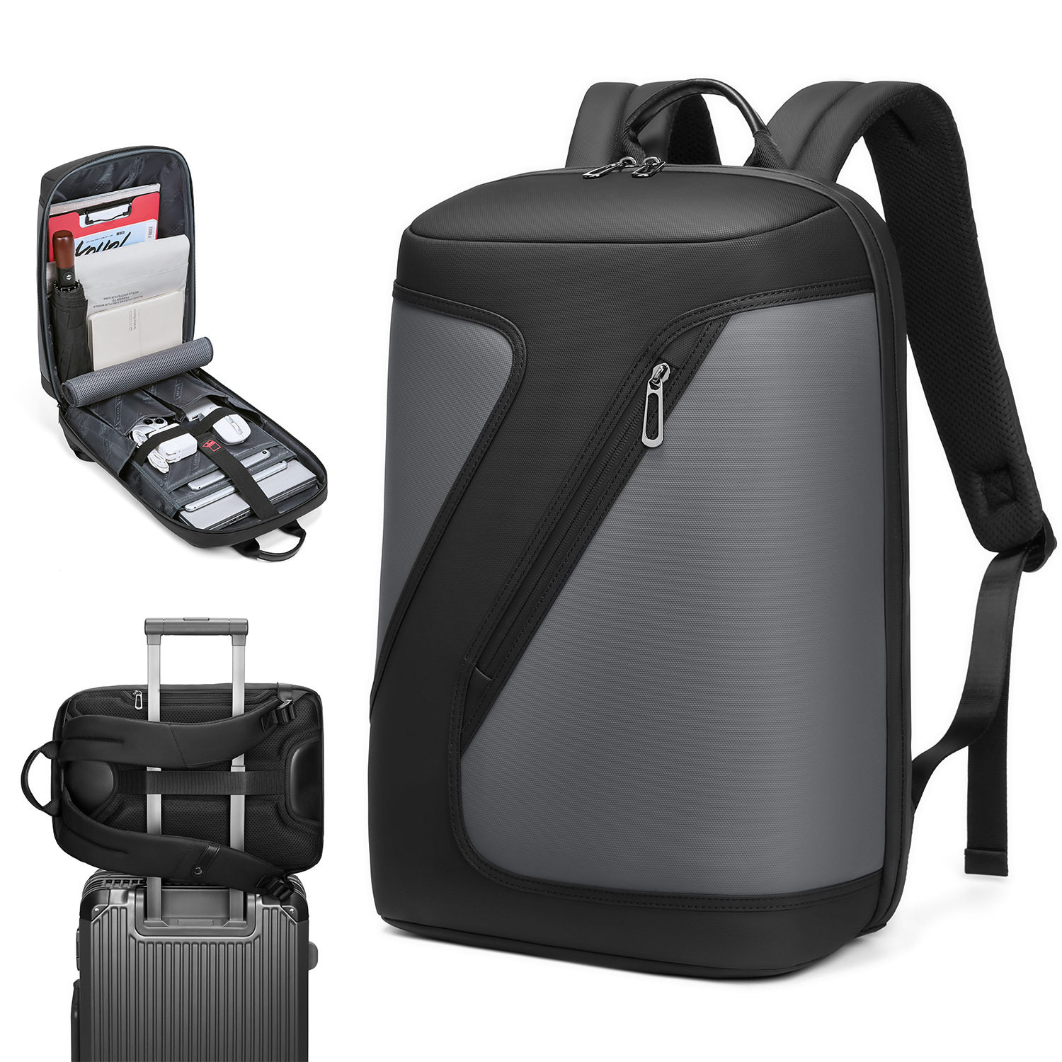 跨境新款双肩包男款旅行户外商务通勤休闲书包立体笔记本电脑背包