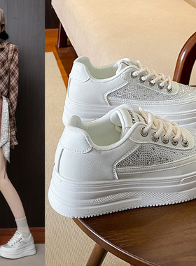 2025秋季新款ins韩版透气小白鞋女学生厚底百搭休闲运动板鞋HDA16