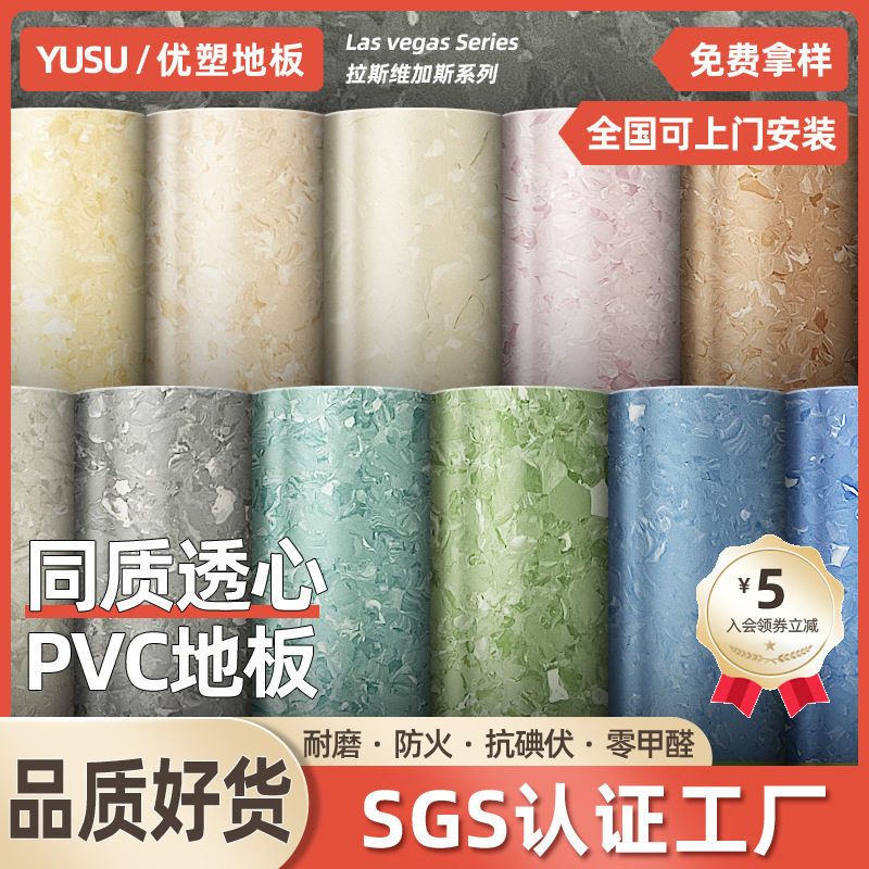 同质透心PVC塑胶地板幼儿园早教养老院福利院防滑地胶木地板