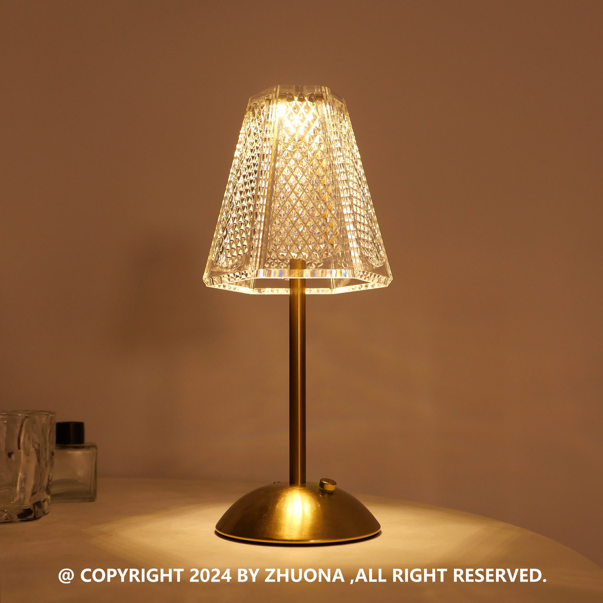 跨境复古金属台灯豪华餐厅装饰氛围灯卧室触摸USB可充电Led小夜灯