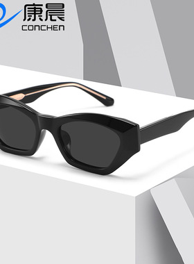 欧美时尚太阳镜窄框切边女出游拍照防晒穿搭温州板材偏光墨镜