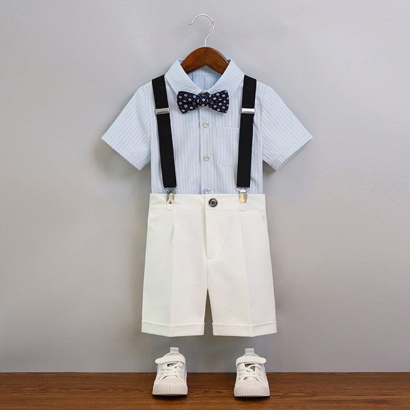 男童礼服六一儿童节合唱演出服学生主持朗诵毕业表演服短袖背带裤