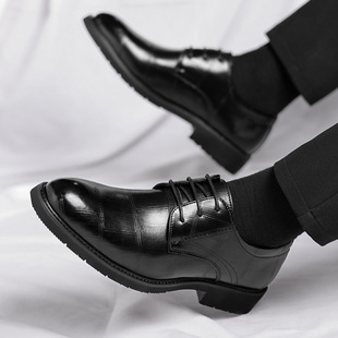 皮鞋男款四季增高黑色商务正装英伦休闲通勤风新郎婚礼鞋一件