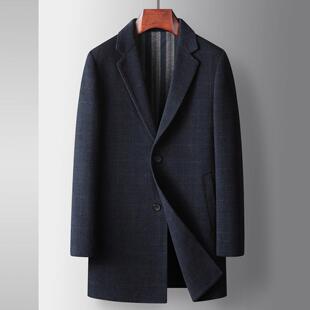 普洛克正品秋冬暗格羊毛风衣中长款青年商务双面呢加厚休闲外套