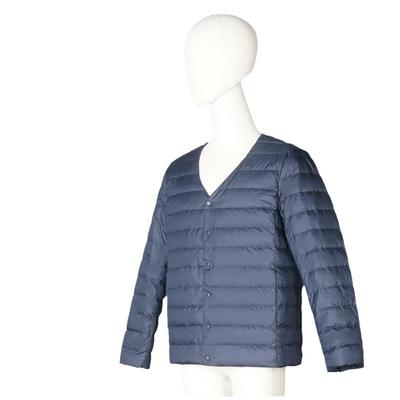 普洛克正品4秋男式男士长袖薄款领V领轻薄短款羽绒服内胆短款修身