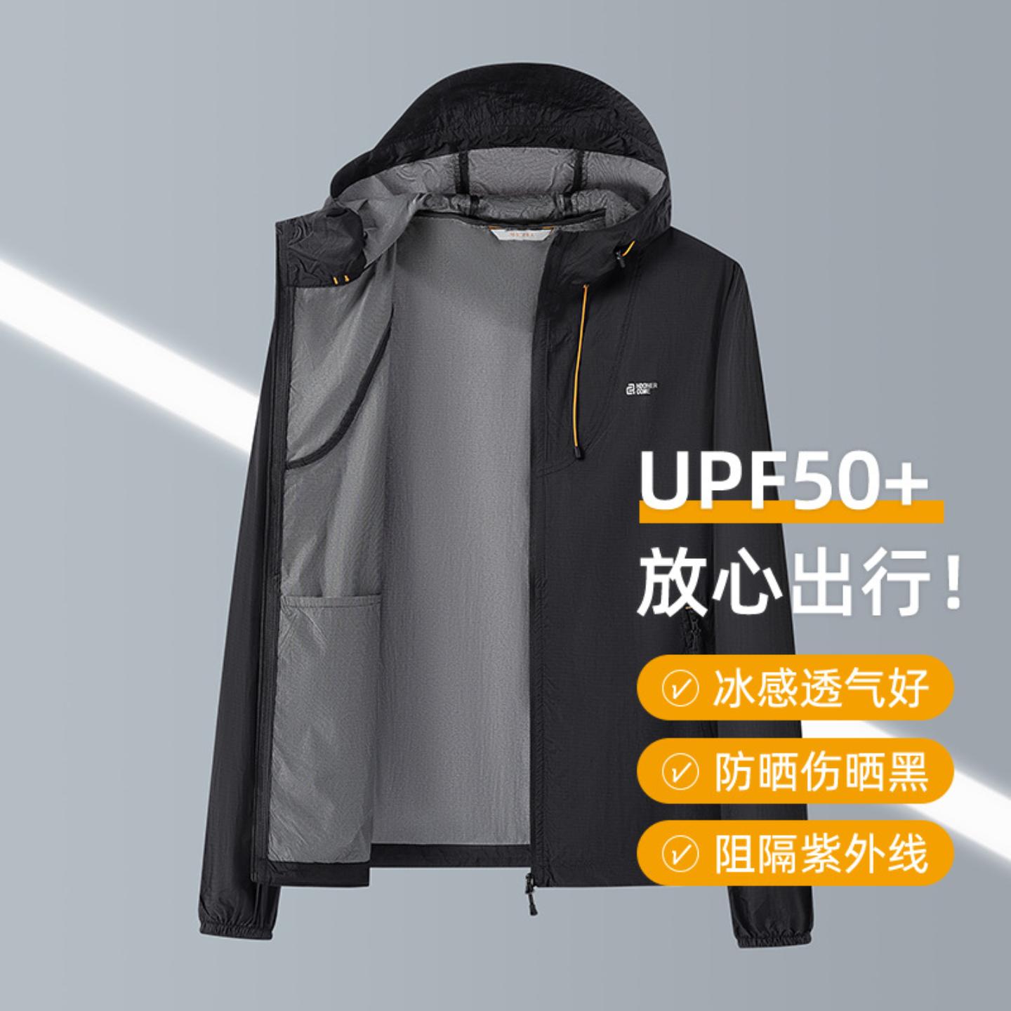 普洛克正品男装 冰丝防晒衣夏薄防紫外线防晒服拉链长袖连帽外套