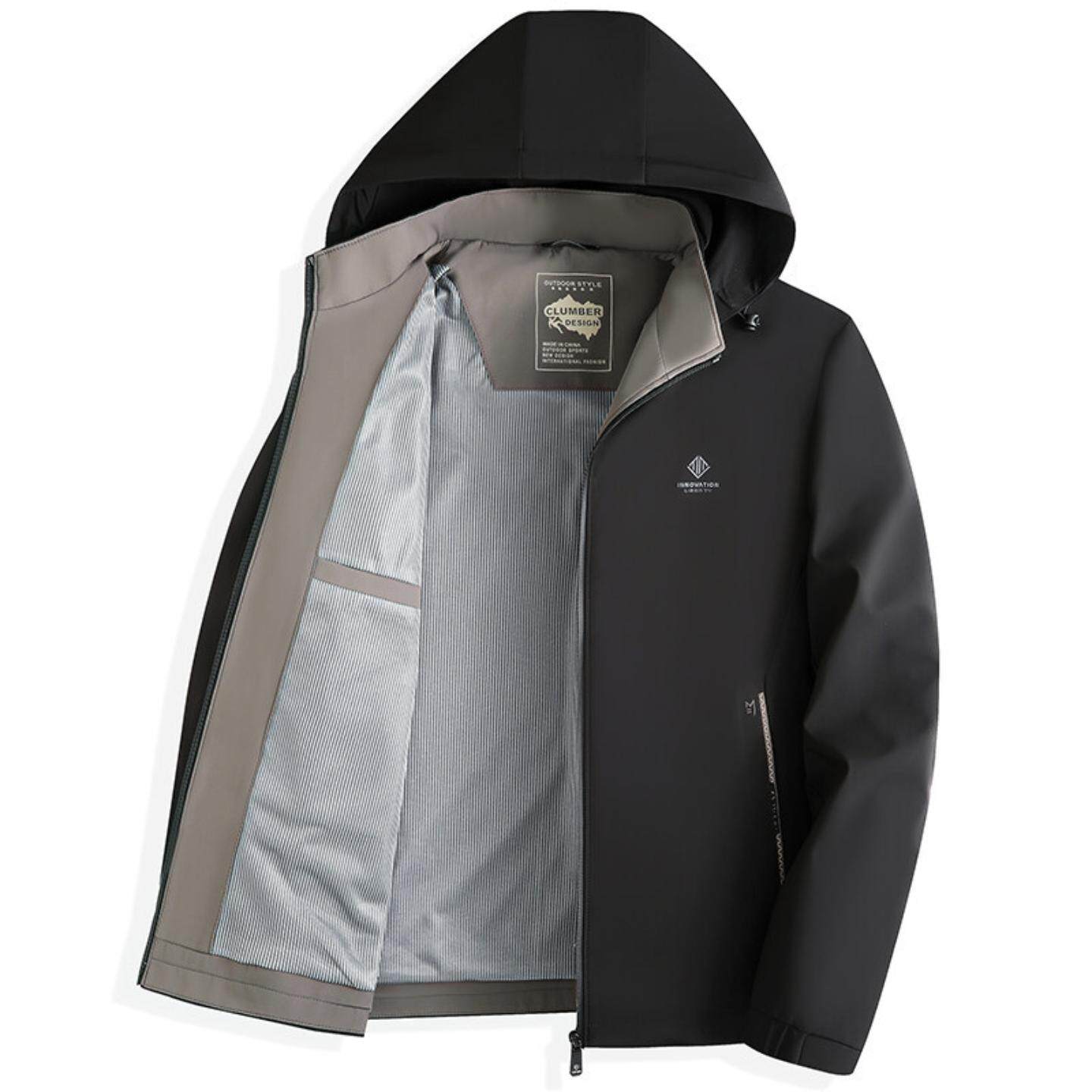 普洛克正品春秋薄款立领连帽脱卸版中青年轻奢休闲商务夹克外套