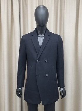 【普洛克】新款针织羊毛大衣男商务中长款双排扣中老年免烫外套2