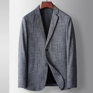 普洛克正品装春秋意式棉麻质感单西新款青年轻奢商务西服外套