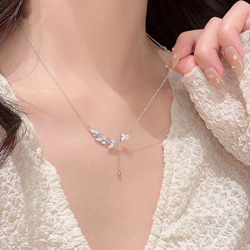 999纯银麦穗项链女生款轻奢小众2024新款毛衣链银饰吊坠生日礼物