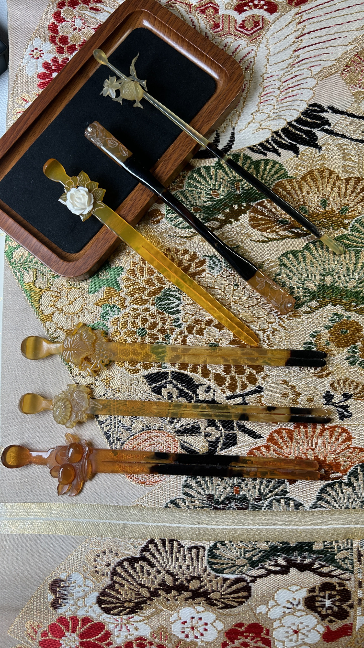 日本 中古龟甲七八十年代本鳖甲天然有机宝石发簪子发钗发饰