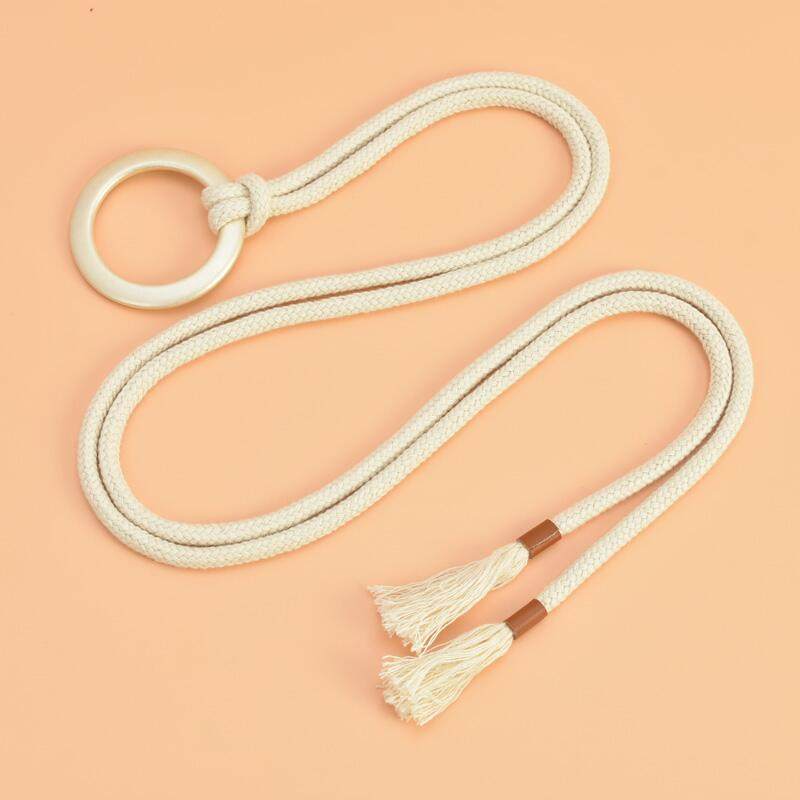 个性百搭腰带简约百搭棉绳腰带女圆环打结细皮带装饰连衣裙时尚女