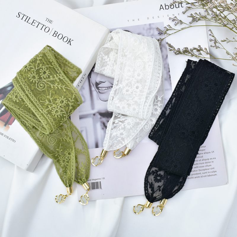 蕾丝打结飘带猫眼石小丝巾腰带