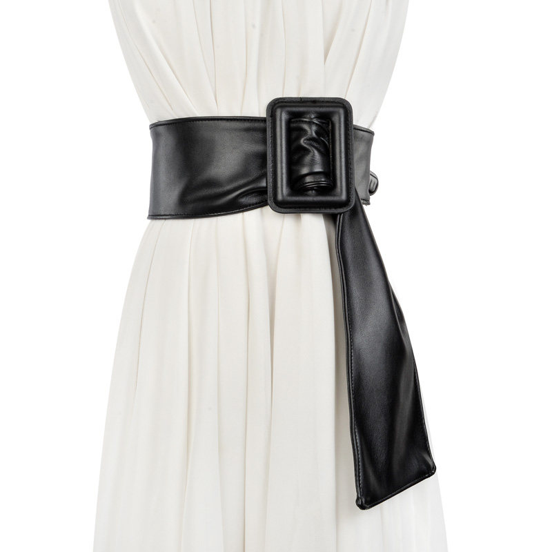 简约风衣女士宽腰带羽绒连衣裙装饰百搭宽皮带腰封皮带女时尚腰封