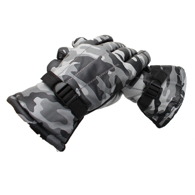 S0皮手套冬季触屏骑行保暖防水防风加绒加厚男女士迷彩摩托车手套