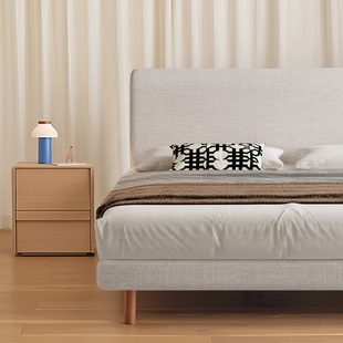 政府补贴意式极简棉麻布艺床可拆洗主卧大床齐边小户型北欧双人床