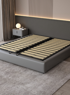 意式轻奢极简无床头床酒店无靠背皮床定制2米x2米2榻榻米箱体床架