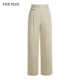 PLUS休闲裤 女直筒通勤西装 裤 FIVE 长裤 子高腰亚麻