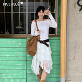 PLUS一字肩修身 通勤休闲针织套头衫 春装 FIVE 女上衣26春新品