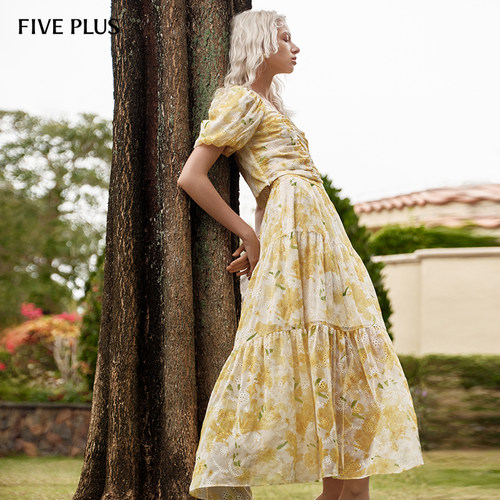 FIVEPLUS波嬉风泡泡袖印花衬衫