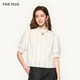 PLUS法式 女春季 通勤衬衫 薄上衣纯棉2026新款 女花边领泡泡袖 FIVE