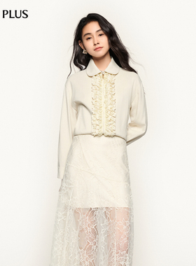 FIVE PLUS通勤外套衬衫女娃娃领上衣花边拼接长袖2026新款女春装