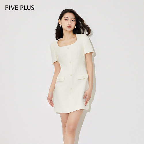 FivePlus法式小香风方领连衣裙