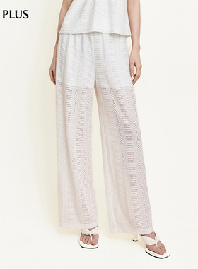 FIVE PLUS女夏装可露丽风松紧腰阔腿裤肌理优雅长裤女装