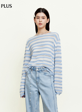 FIVE PLUS女春装航海风上衣条纹设计感短款套头毛织女装2026新款