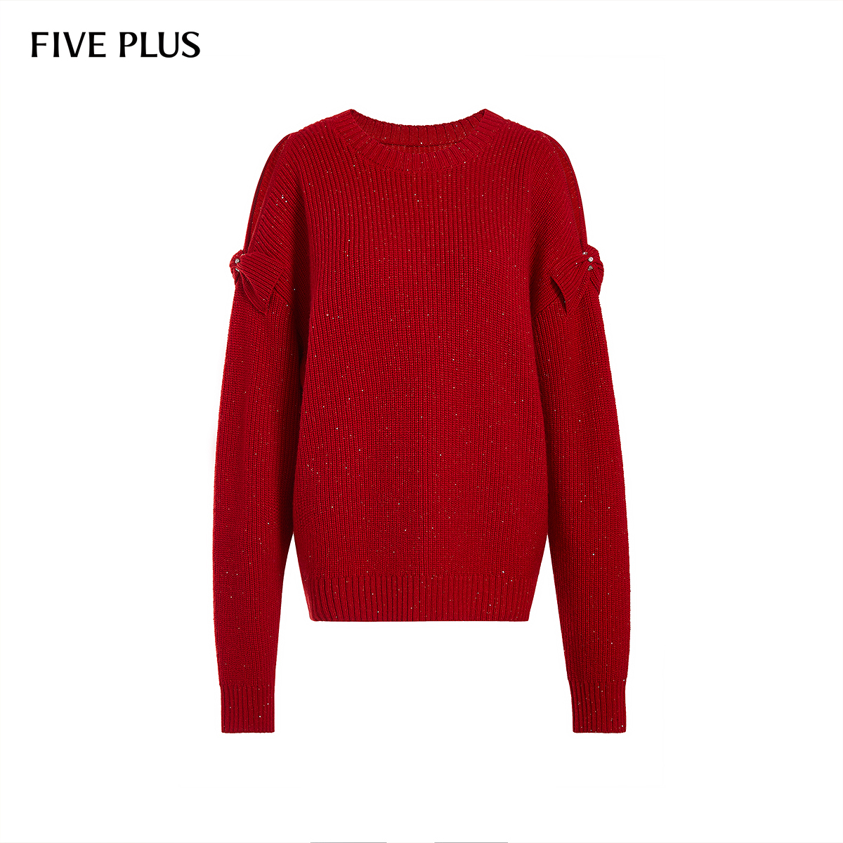 FIVEPLUS简约通勤新年红色毛衣