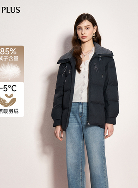 FIVE PLUS羽绒大翻领显瘦高密腰带小个子羽绒外套2025新款女冬装