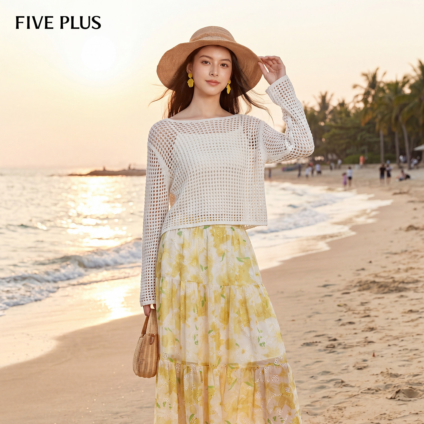 FIVE PLUS女夏装波嬉风裙子海边度假浪漫碎花半身裙女装 - 实物图