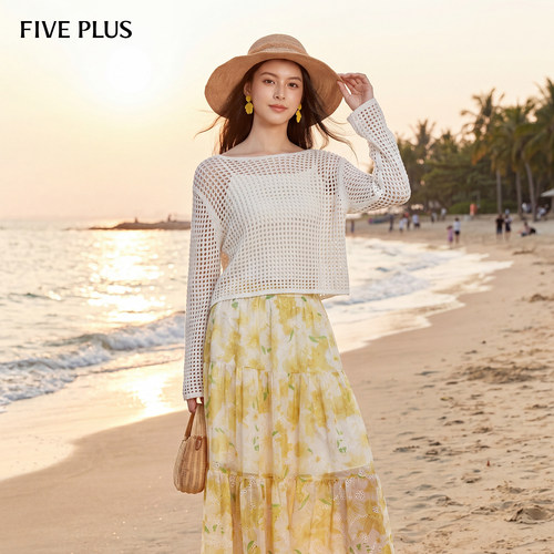 FIVEPLUS波嬉风浪漫碎花半身裙