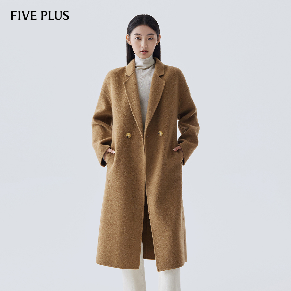 FIVEPLUS兔毛双面呢长大衣