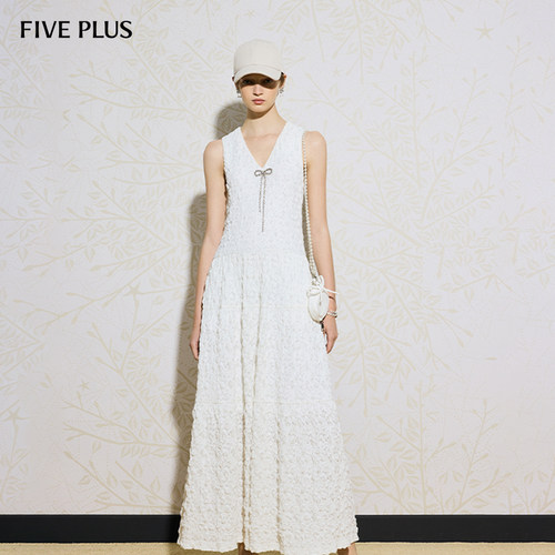 FIVEPLUSV领蝴蝶结棉质款连衣裙