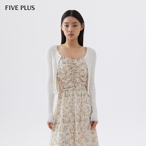 FIVE PLUS针织衫女短款开衫上衣修身空调衫肌理感
