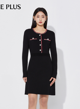 FIVE PLUS小香风连衣裙女针织裙法式气质修身A字裙约会2024新款秋