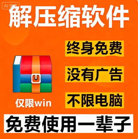 电脑Win解压缩免费RAR解压软键Winzip解压缩包会员7zip解压兑换码