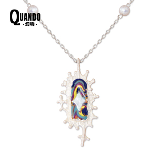 Quando幻物小众原创设计星空之门手工通体纯银珍珠项链艺术礼物