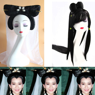 白娘子假发成人儿童女白素贞头套演出假发小青蛇发髻许仙帽子反串