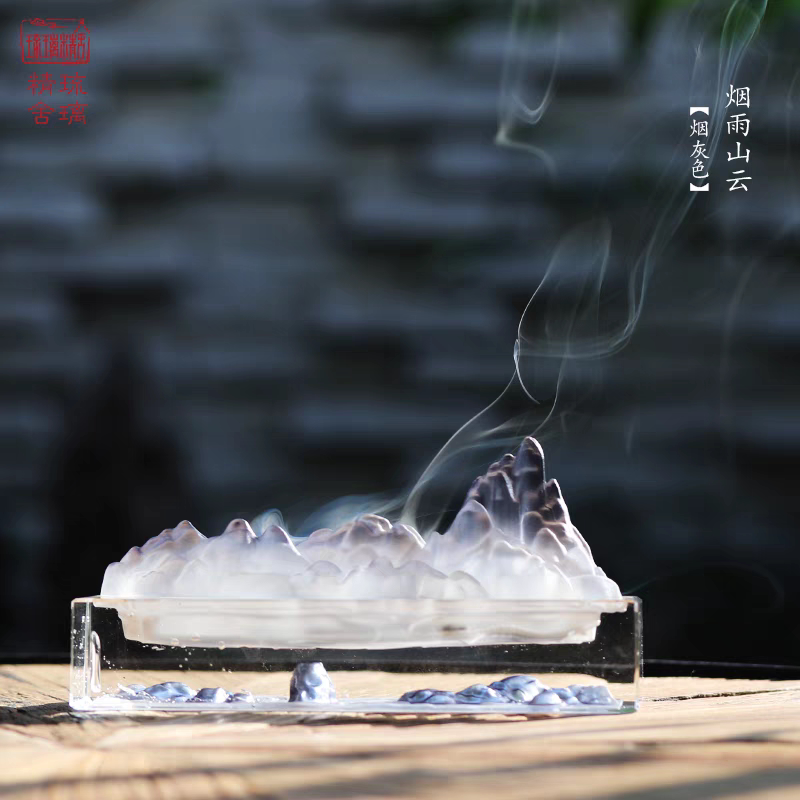 心缘堂琉璃香插烟雨山云檀香线香毛笔搁笔架笔山家居茶席茶桌摆件